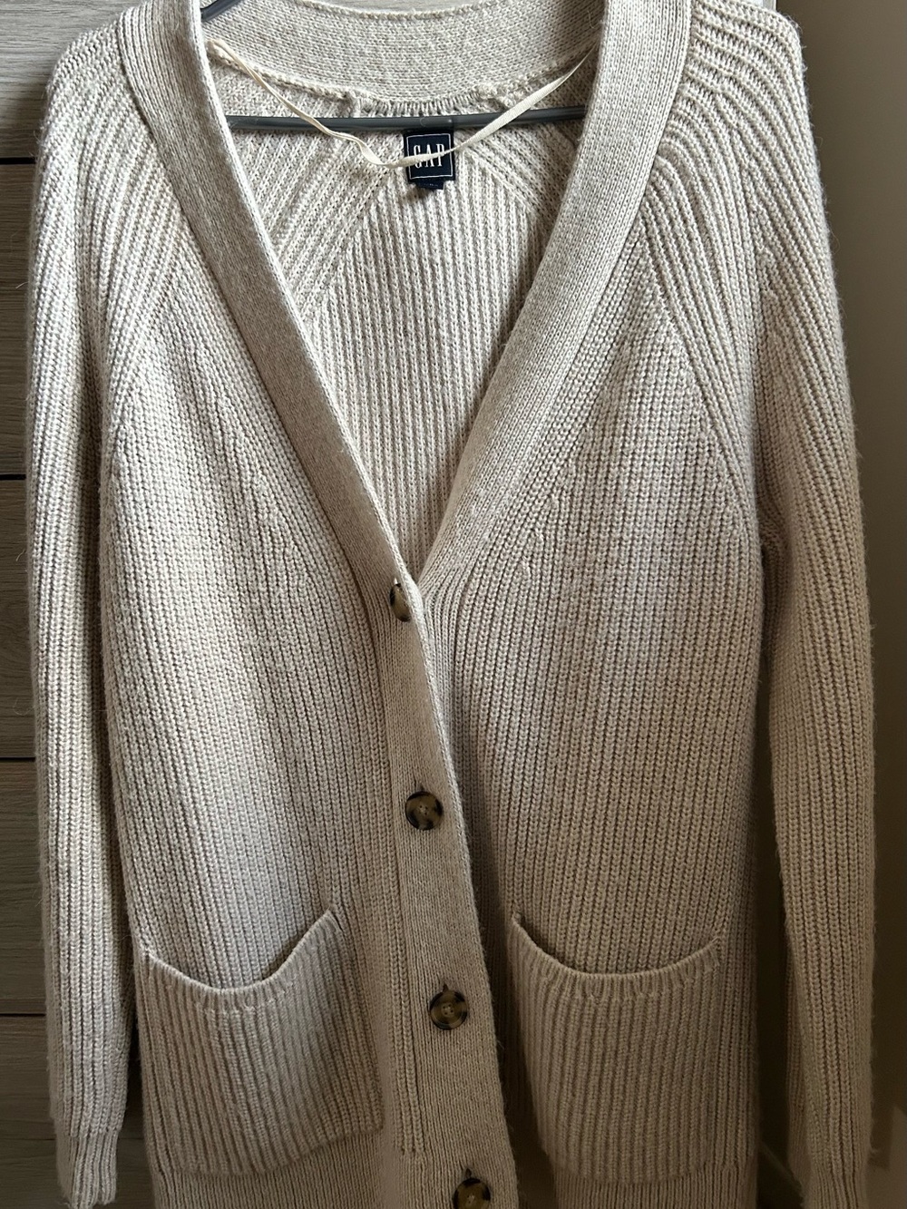 Woven Cream Button-Front Women’s Cardigan Sweater
